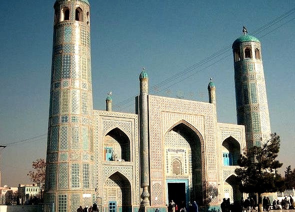 The Shrine of Hazrat Ali, also known as the Blue Mosque, is a mosque in Mazari Sharif, Afghanistan. It is one of the reputed burial places of Ali, son-in-law of the...