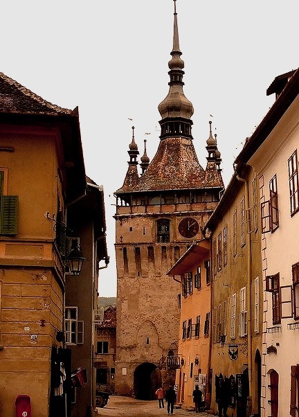 The Clock Tower in Sighisoara, the most well-preserved medieval town in Transylvania, Romania