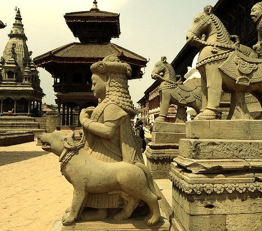 Temple figures detail in Bhaktapur, City of Devotees, Nepal