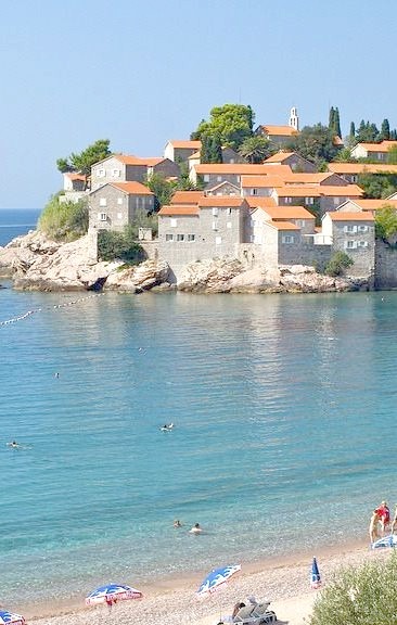 Adriatic coastline at Sveti Stefan, Montenegro