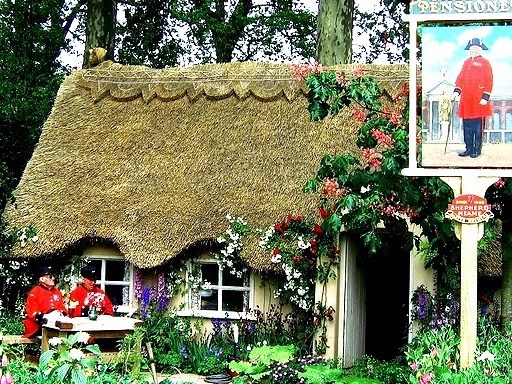 Cottage at Chelsea Flower Show, the most famous flower show in the United Kingdom in Chelsea, London