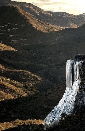 Petrified waterfall at Hierve el Agua in Oaxaca, Mexico
