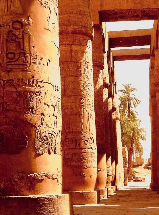 The ancient columns of Karnak Temple near Luxor, Egypt